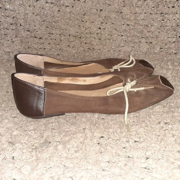 SUNDANCE-Soft Brown Suede-Leather Accents-Tie-Up-Ballet Flats-Sz 38-NWOB - Picture 4 of 7